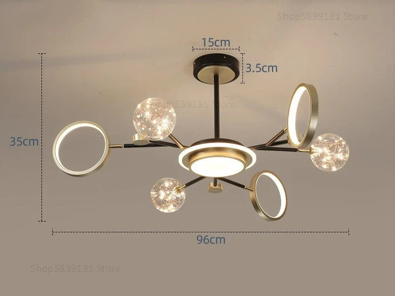 lustre nordique moderne en fer éclairage étoilé décoration créative