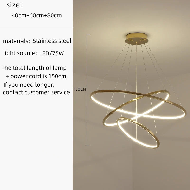 lustre nordique cercle doré éclairage intérieur décoratif