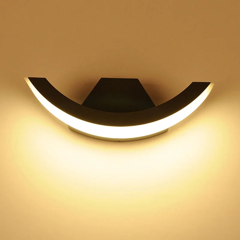 12W/18W Outdoor Garden LED Wall Lamp Balcony Aisle Engineering Villa Wall Light Porch Corridor Waterproof Arc Style Sconce Light