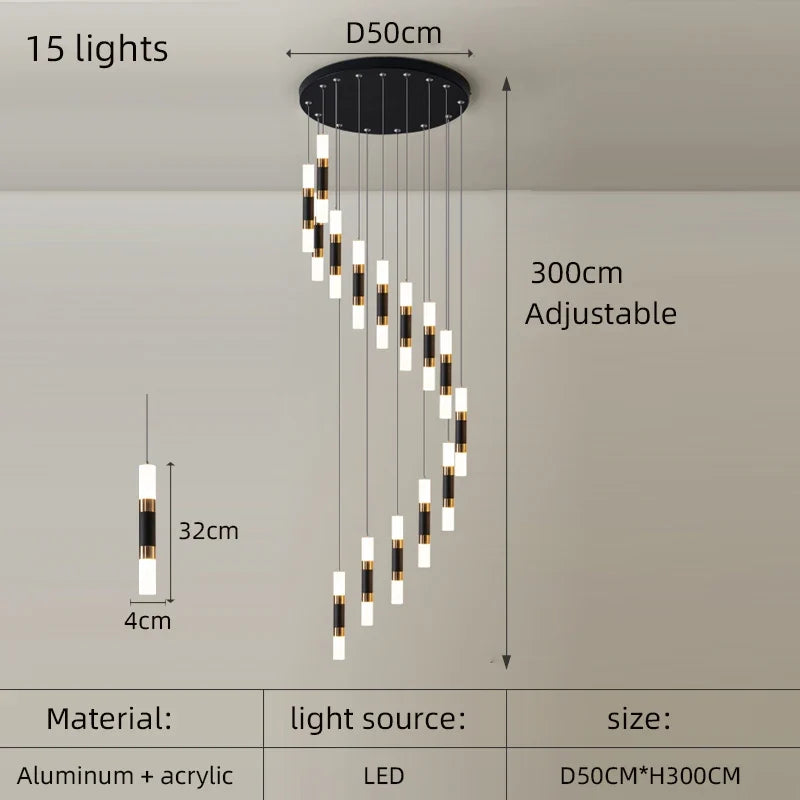 lustre à led en acrylique moderne pour espaces créatifs