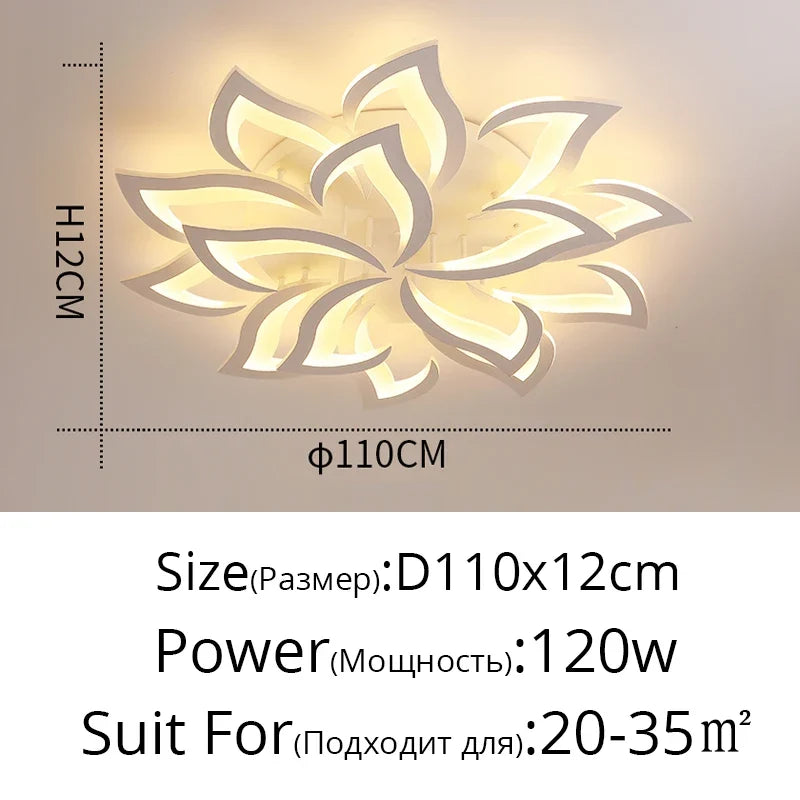 Plafonnier fleur avec pétales à LED en acrylique