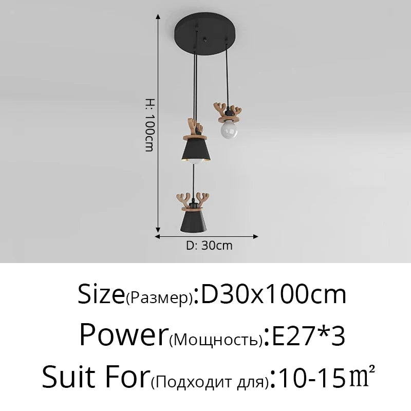 suspension led style nordique avec décoration élan