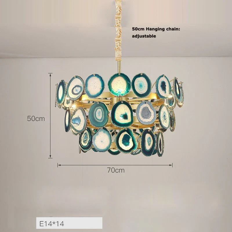 lustre design moderne en agate colorée pour intérieur