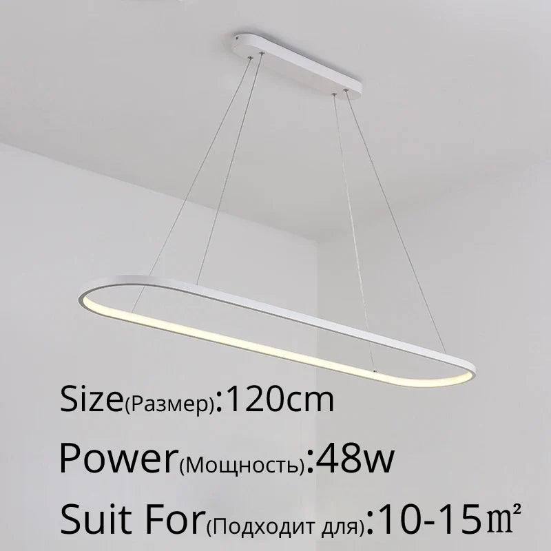 suspension led moderne rectangulaire avec télécommande lampara