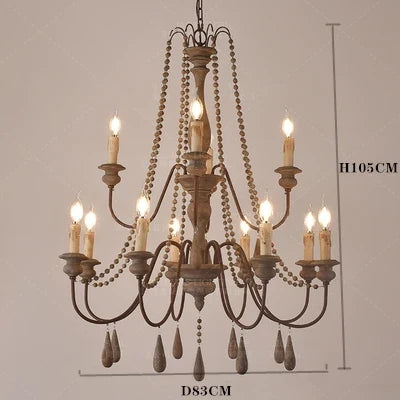 lustre rétro en bois massif pour décoration intérieure élégante