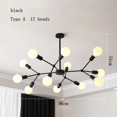 lustre moderne à plusieurs têtes pour intérieur créatif