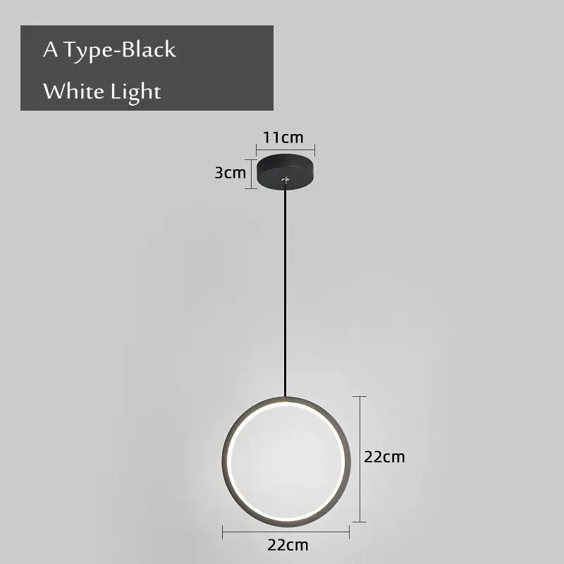 suspension ronde moderne pour éclairage latéral led
