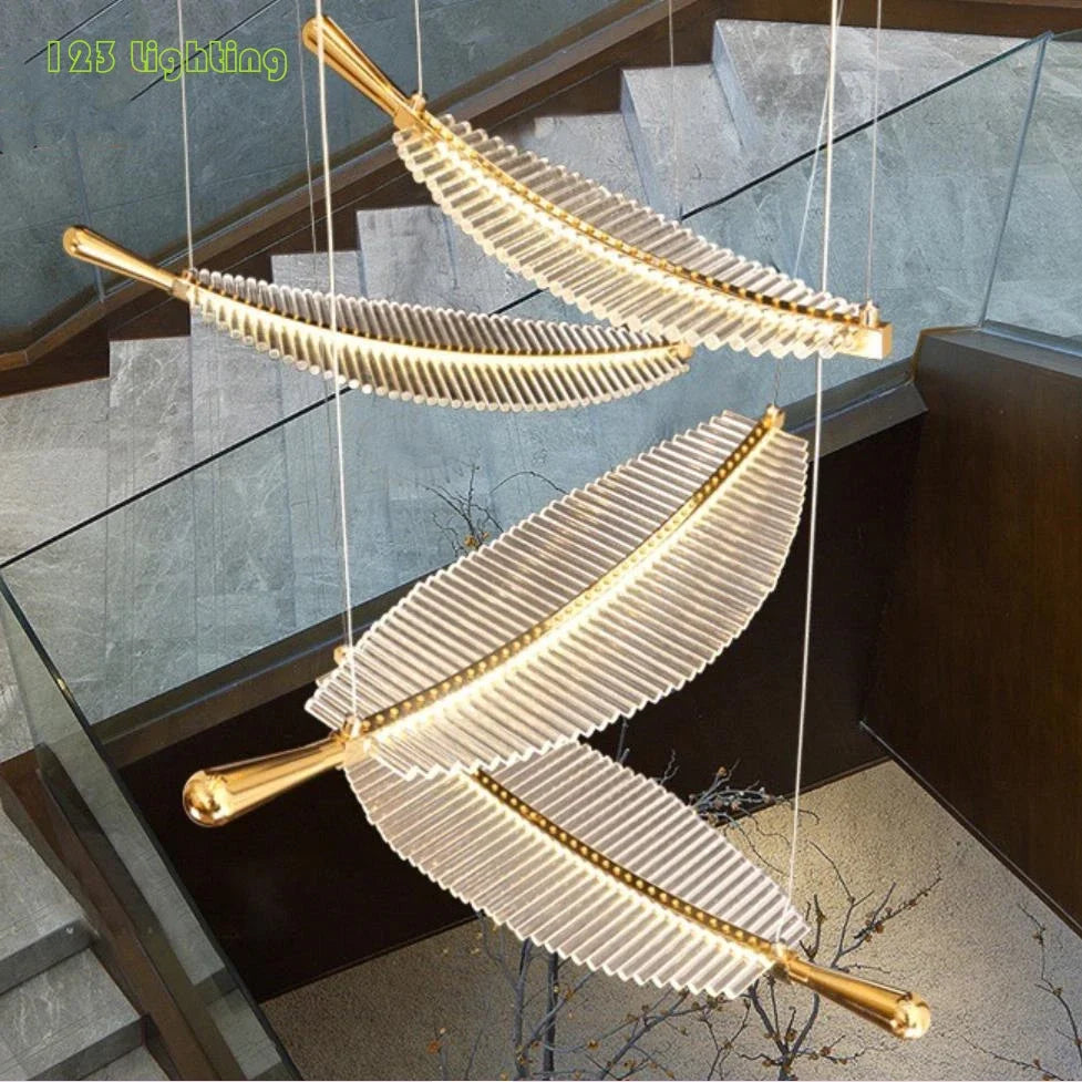 suspension moderne en forme de feuille pour décoration intérieure