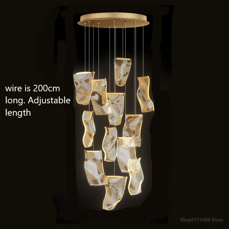 lustre led moderne pour escalier et magasin de vêtements