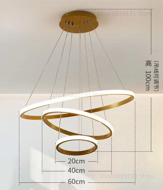 lustre moderne led en acrylique avec anneau lumineux