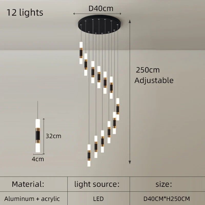 lustre à led en acrylique moderne pour espaces créatifs