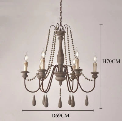 lustre rétro en bois massif pour décoration intérieure élégante