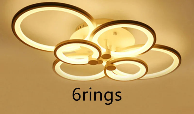 lustre moderne à leds avec anneaux ronds pour éclairage intérieur