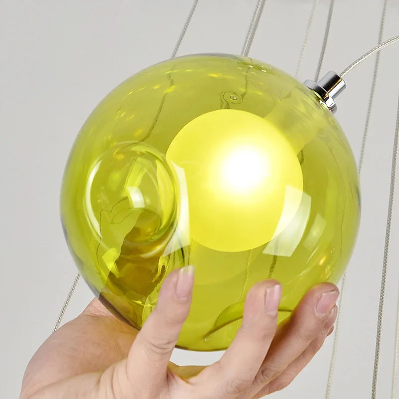 lustre en verre soufflé led créatif pour chambre d'enfants
