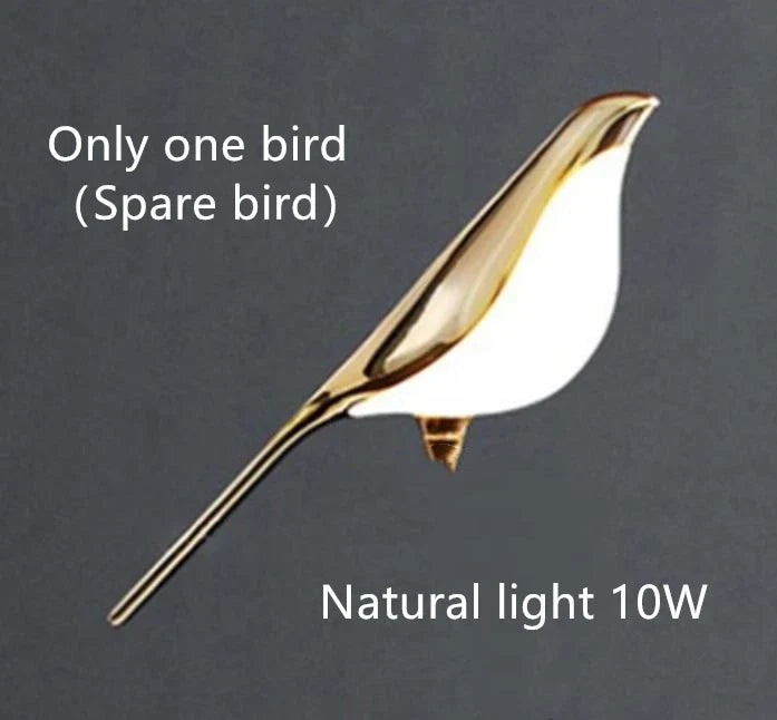 suspension LED oiseau fantaisie plaquée or design moderne ajustable