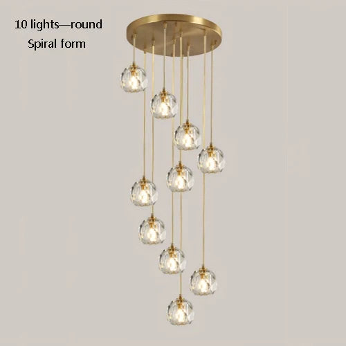 suspension en cristal k9 en cuivre design nordique créatif