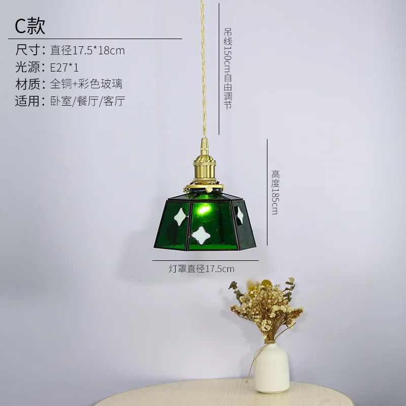 suspension en vitrail rétro style japonais pour décoration intérieure