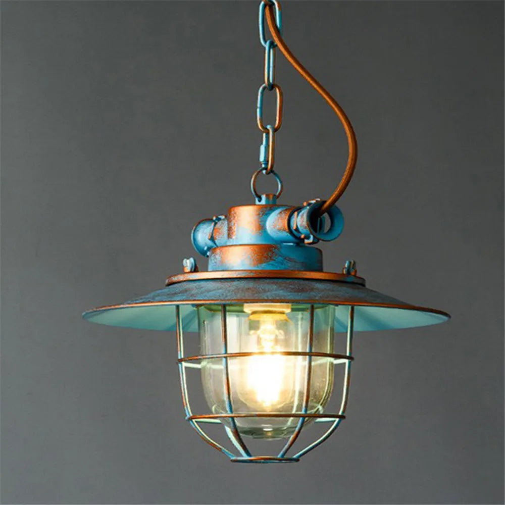 suspension LED industrielle rétro en fer et verre antidéflagrant vintage