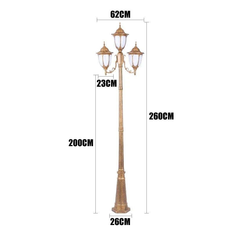 lampe de jardin européenne à quatre têtes étanche pour extérieur