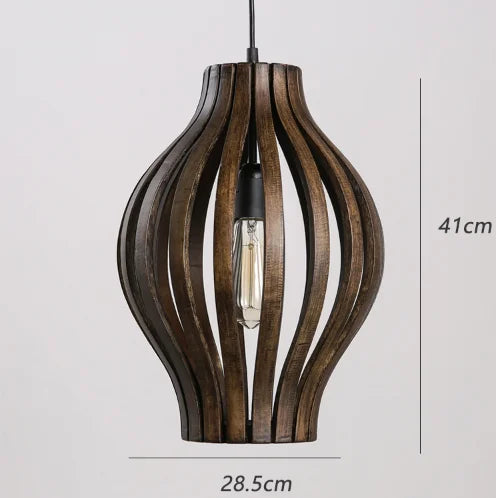 lustre rétro en bois style asiatique pour décoration intérieure