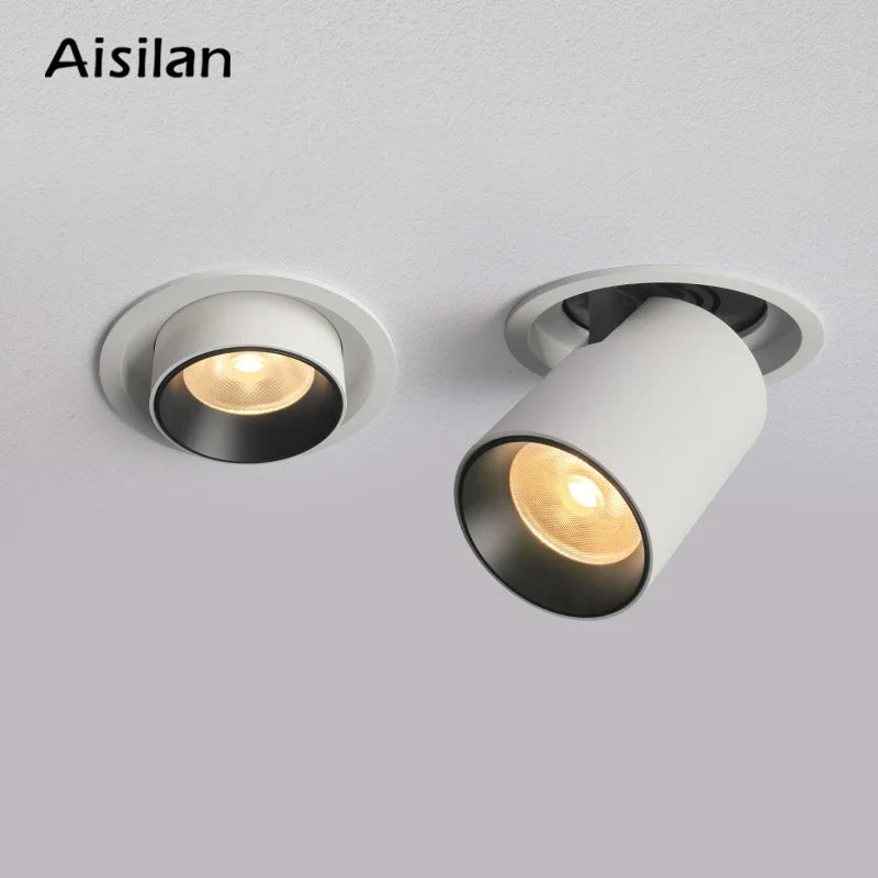 Spot LED rond extensible rotatif pliable encastré