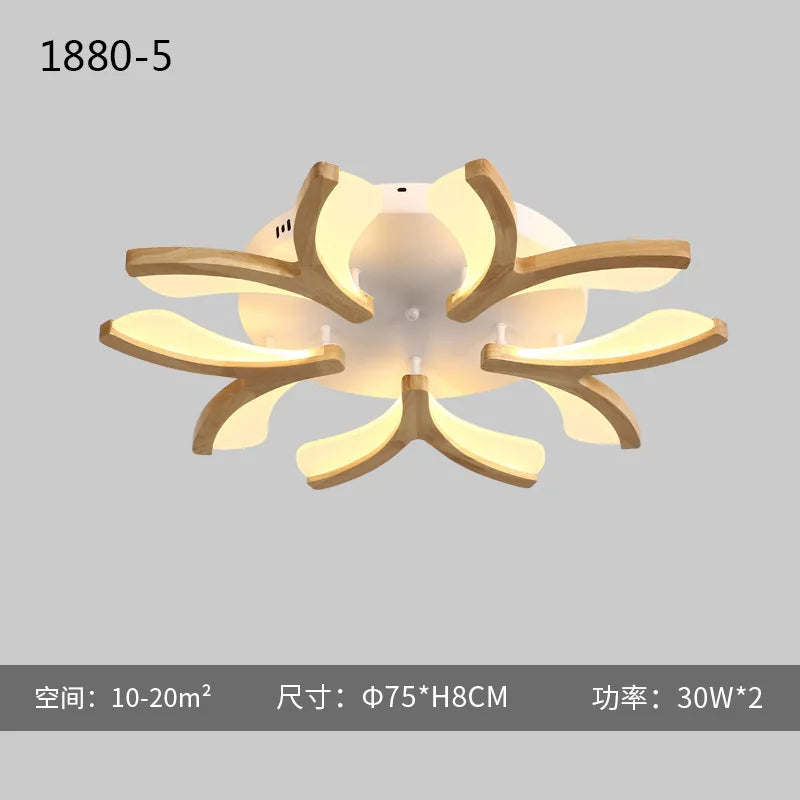 plafonnier led nordique en bois massif simple moderne