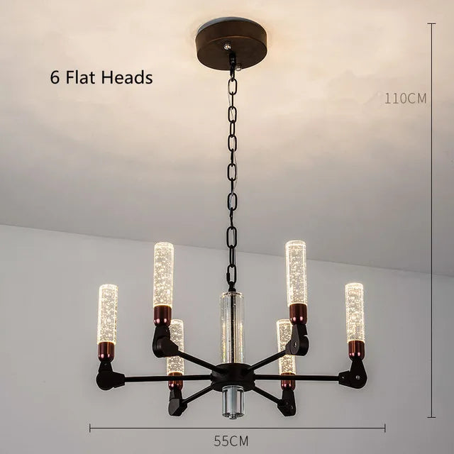 lustre nordique créatif en fer et cristal moderne