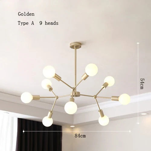 lustre moderne à plusieurs têtes pour intérieur créatif