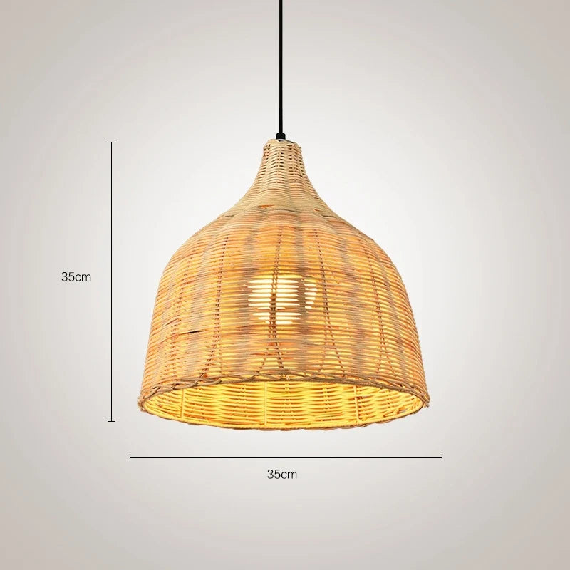 suspension en rotin et bambou pour décoration intérieure rusticité asiatique