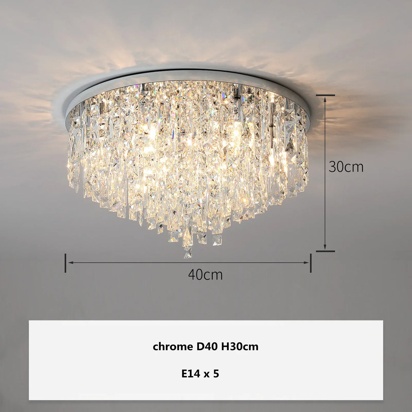 plafonnier led moderne en acier chromé avec cristaux k9 art déco
