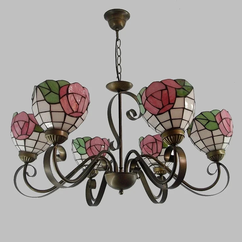 lustre européen à 6 têtes en fer moderne pour éclairage en verre