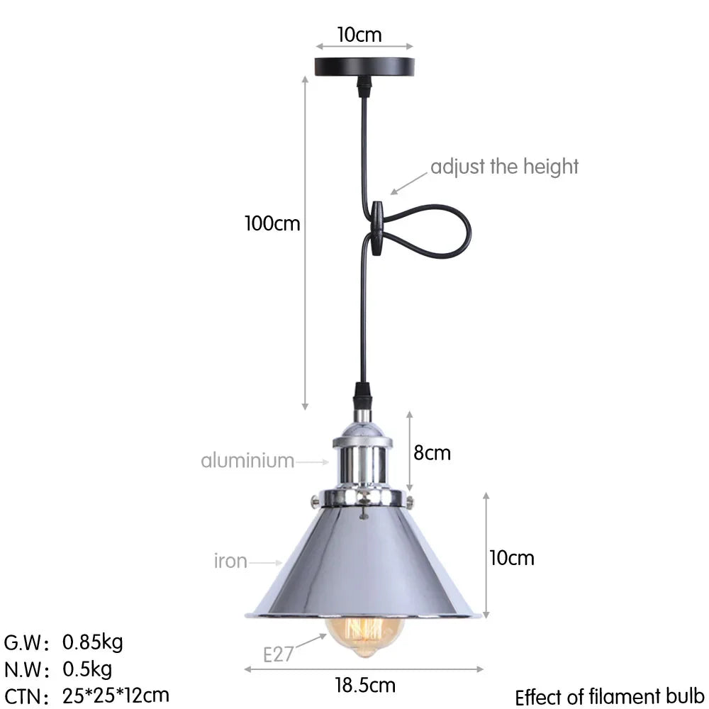 suspension vintage industrielle avec abat-jour en fer