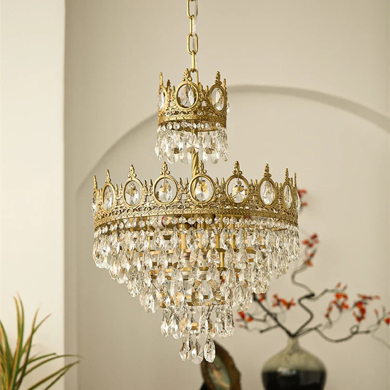 lustre couronne moderne en cristaux luminaire décoratif d'intérieur