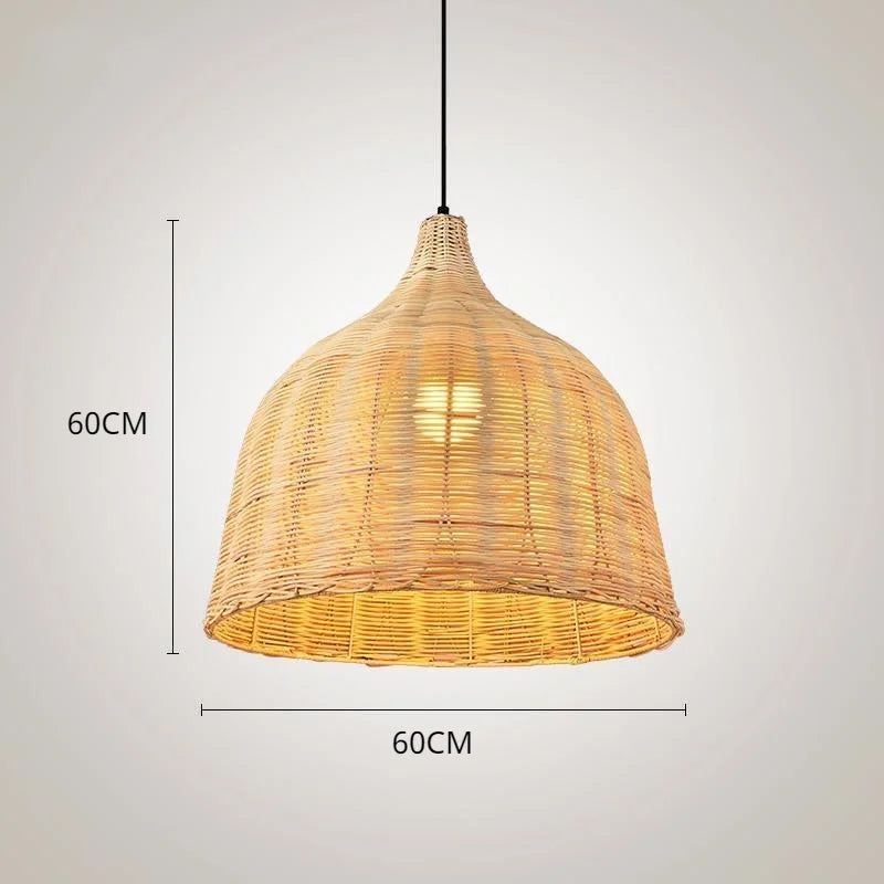 suspension en rotin et bambou pour décoration intérieure rusticité asiatique