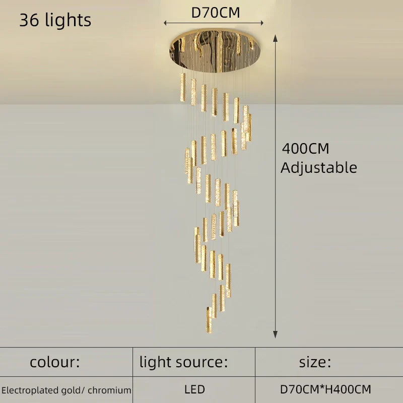 lustre en cristal led doré pour éclairage intérieur élégant et raffiné