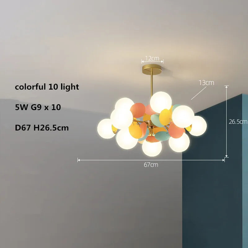 lustre led globe en verre acrylique coloré pour enfants
