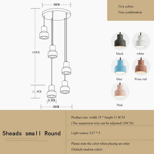 suspension moderne en terrazzo design nordique plusieurs couleurs led
