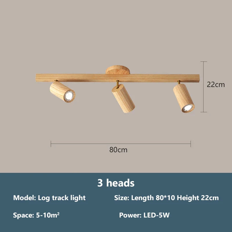 Plafonnier projecteurs spots sur rail LED nordique salon mur allée barre éclairage magasin de vêtements en bois