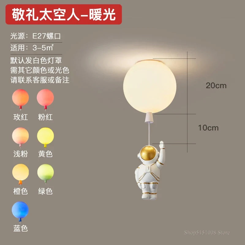 plafonnier led nordique créatif astronaute ballon pour enfants