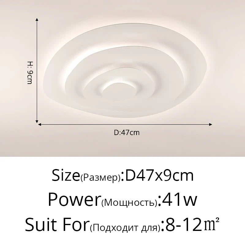 Anneaux annuels modernes LED lustre intérieur salon ondulation forme meubles de maison décoration fer blanc corps couleur lampe éclairage