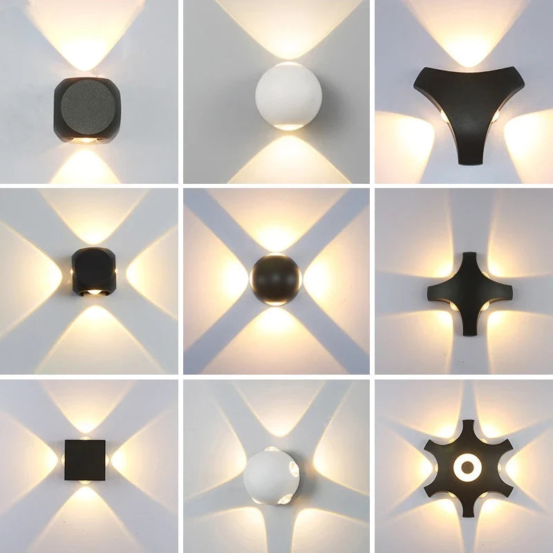 Applique murale extérieure LED moderne noir jardin porche forme IP65 110 V 220 V extérieur numéro de maison lumière étanche éclairage mural