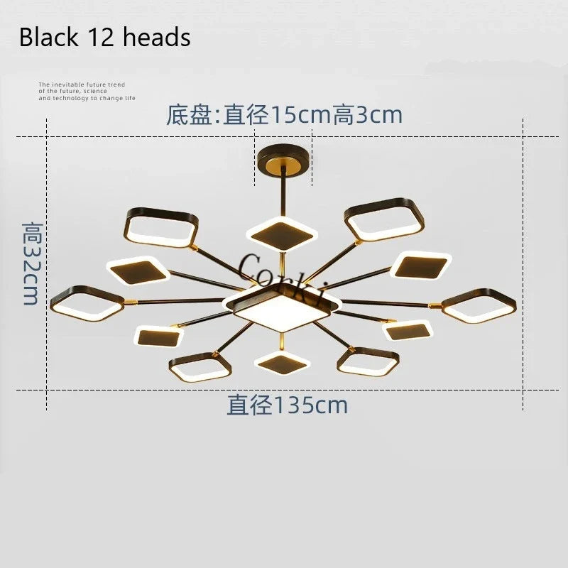 lustre carré à led moderne avec intensité variable