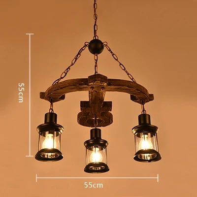lustre ancre en bois style rétro pour café et restaurant