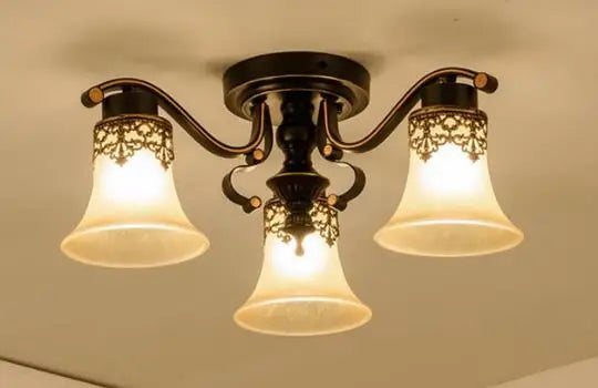 plafonnier vintage en verre et métal rétro lumineux