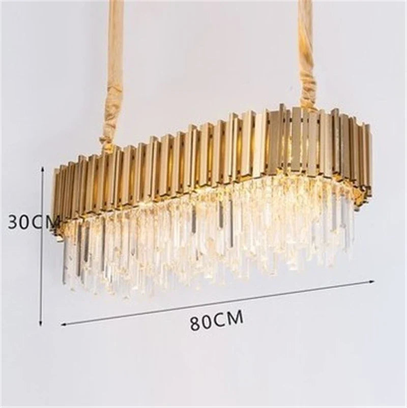lustre moderne en cristal avec grande suspension à led