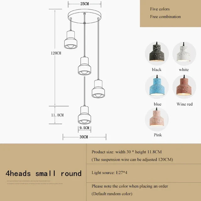 suspension moderne en terrazzo design nordique plusieurs couleurs led