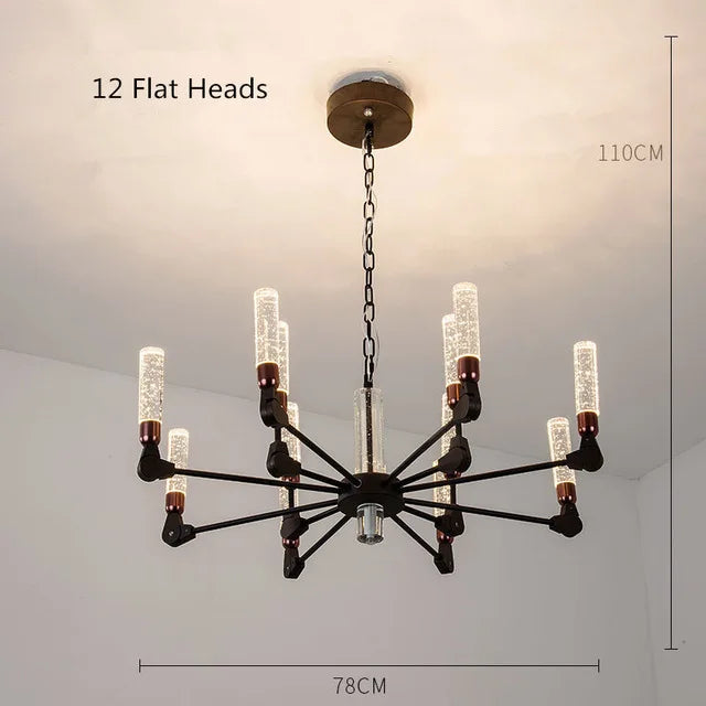 lustre nordique créatif en fer et cristal moderne