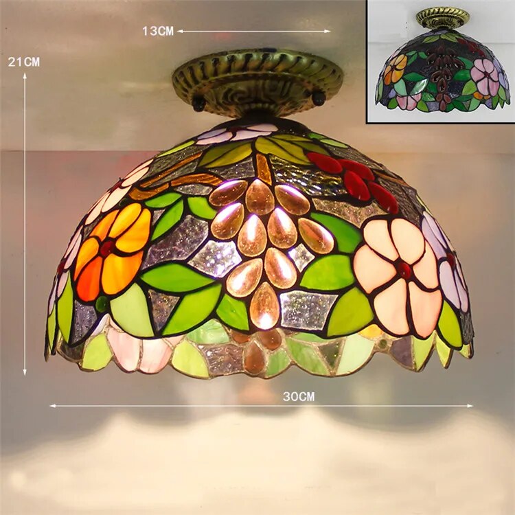 Plafonnier Led en verre créatif moderne avec ampoule 7W E27
