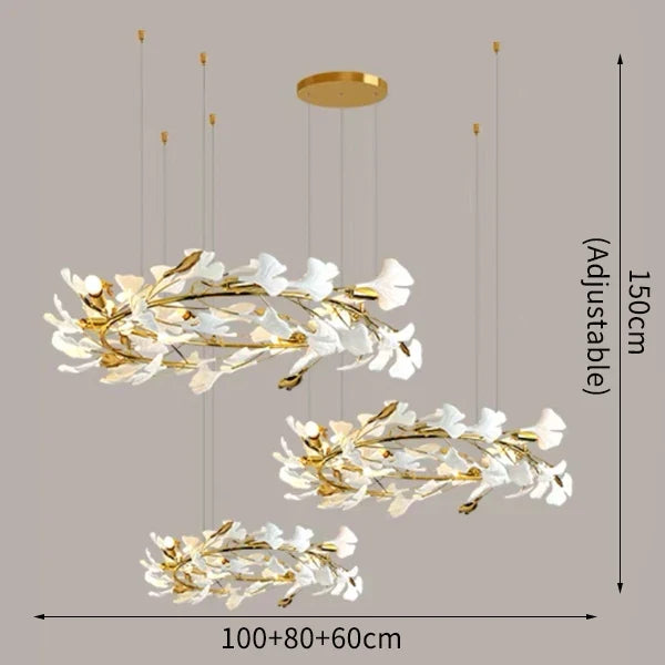 lustre moderne en céramique avec pétales de led