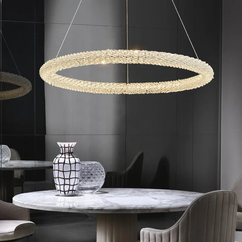 suspension en cristal avec anneau rond pour cafés et restaurants